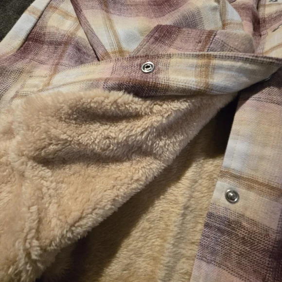 Womens Stillwater Supply Co Lined Flannel Plaid Mauve Top (XL) - Picture 5 of 5